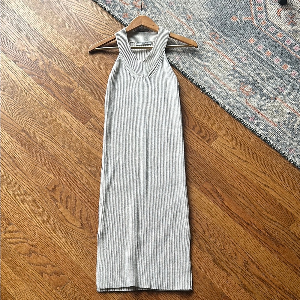 ALLSAINTS Oatmeal Sweater Ribbed Halter Neck Dress